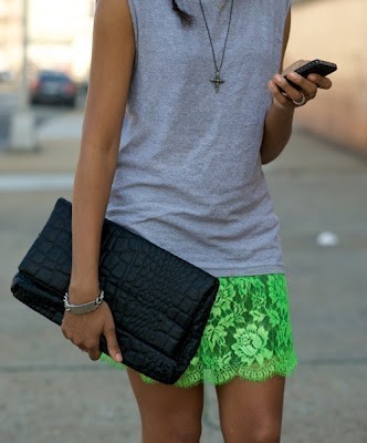 Neon Lace Skirt