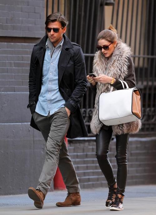 Olivia Palermo with her favorite armcandy, her man