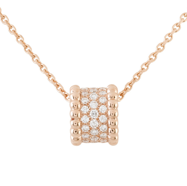 Perlée Diamond Paved Pendant in Pink Gold