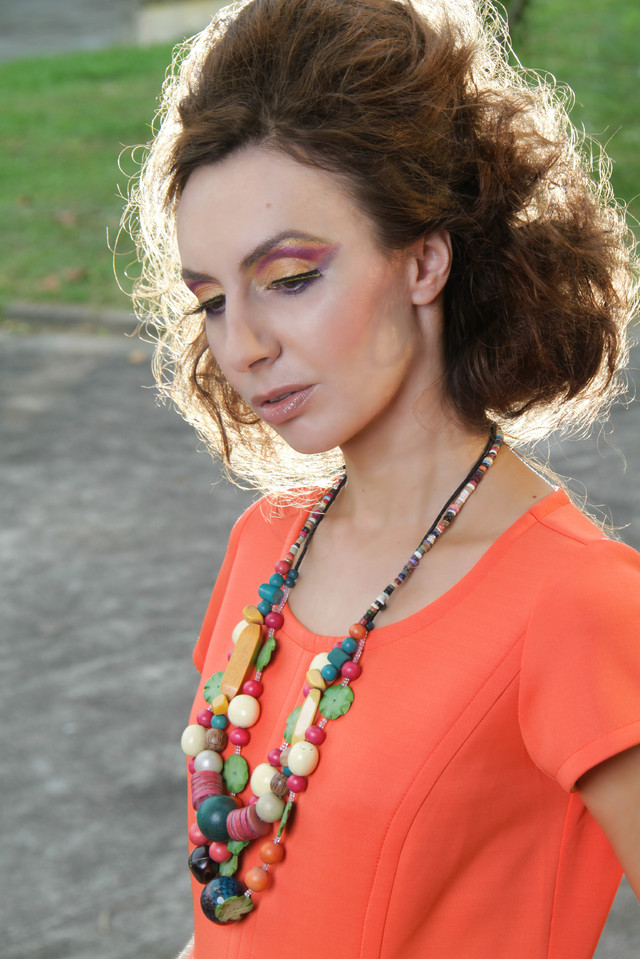Tangerine dress by SHAN (Singapore designer)